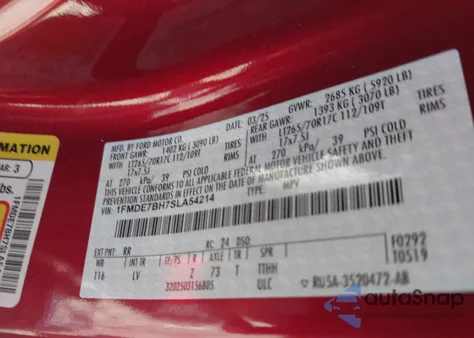 2025 Ford Bronco Big Bend из США, поврежденный, VIN 1FMDE7BH7SLA54214